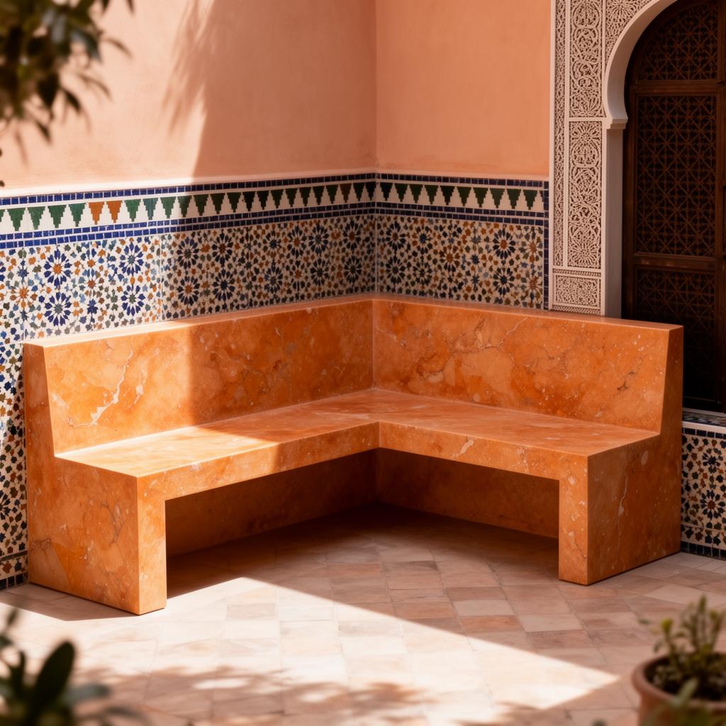 Banc en L · Riad, Marrakech